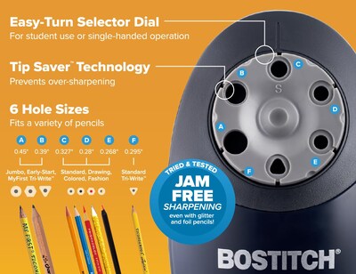 Foto 3 | Sacapuntas Eléctrico Bostitch Office Quietsharp 6 Negro - Venta Internacional.