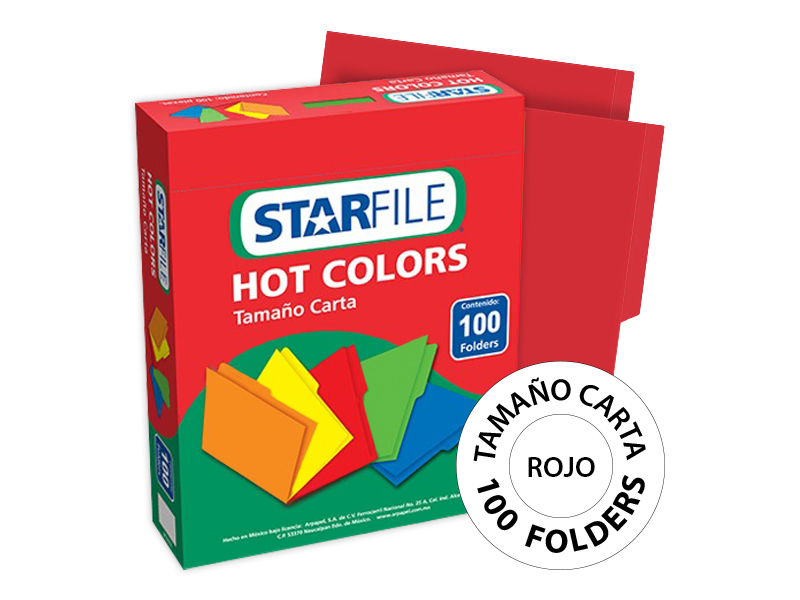 Folder Hot Colors Carta Rojo - 100 Piezas