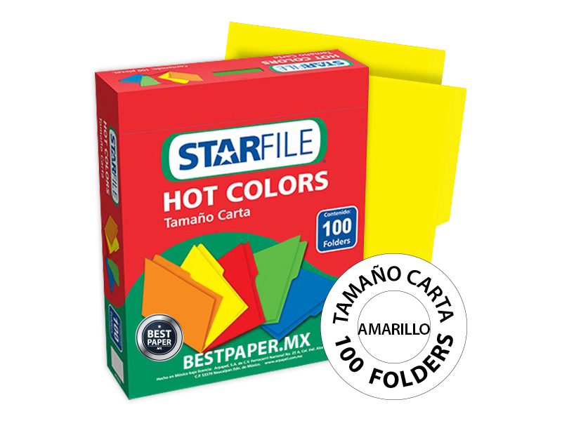 Foto 2 pulgar | Folder Hot Colors Carta Amarillo - 100 Piezas