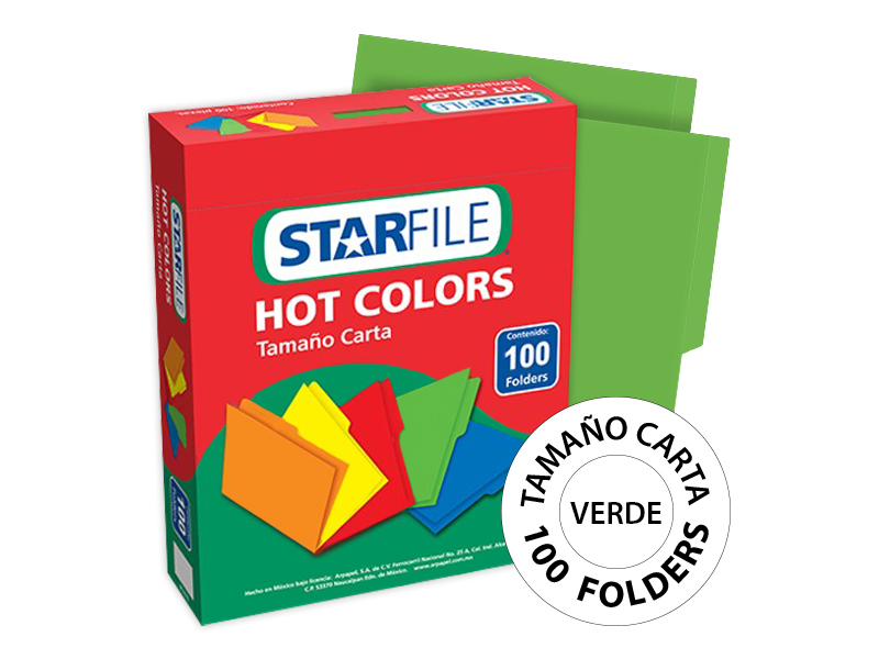 Folder Hot Colors Carta Verde - 100 Piezas