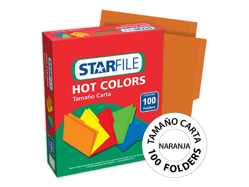 Foto 2 pulgar | Folder Hot Colors Carta Naranja - 100 Piezas