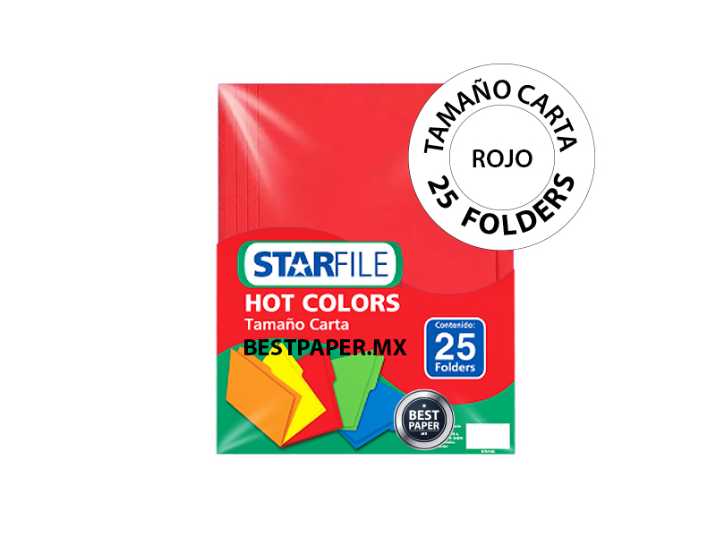 25 Folders Hot Colors Carta Rojos