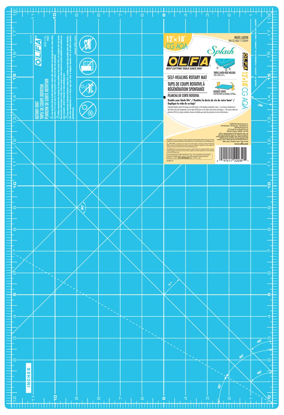 Foto 3 pulgar | Alfombrilla De Corte Olfa, Autocurativa, 30 X 45 Cm, Con Rejilla Para Tela, Color Aguamarina - Venta Internacional.