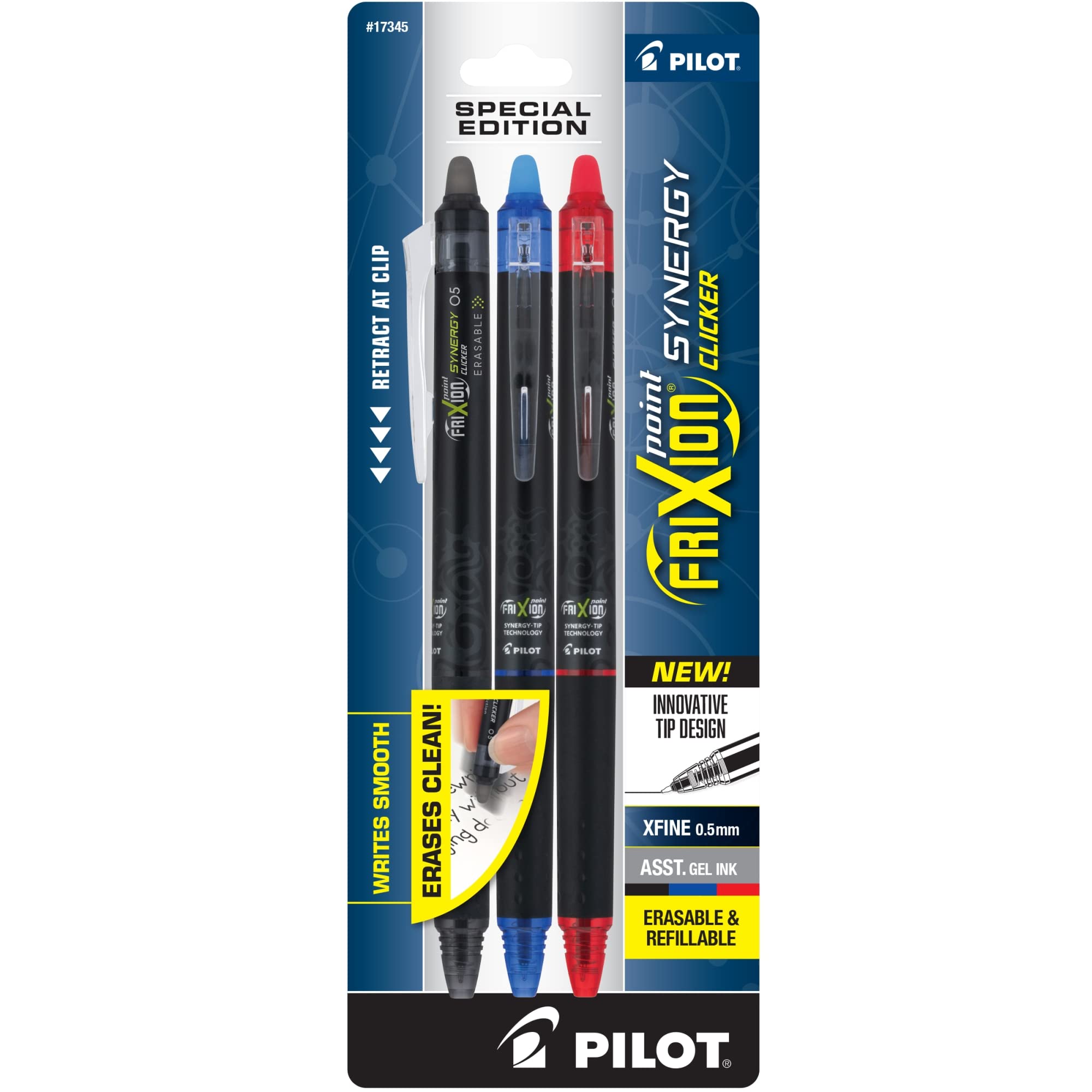 Foto 2 pulgar | Bolígrafos De Tinta De Gel Pilot Frixion Synergy Clicker 0,5 Mm, Paquete De 3 - Venta Internacional.
