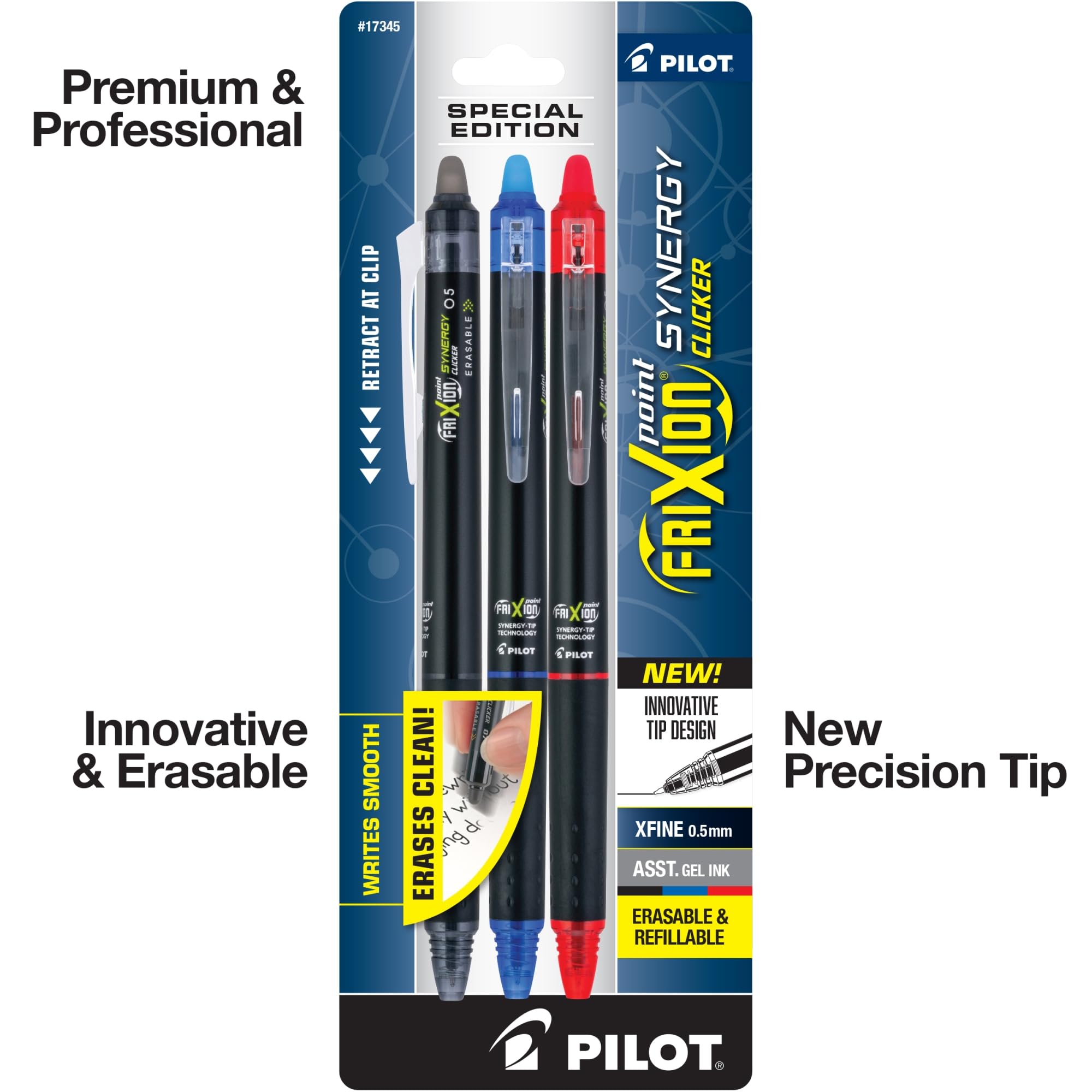 Foto 3 pulgar | Bolígrafos De Tinta De Gel Pilot Frixion Synergy Clicker 0,5 Mm, Paquete De 3 - Venta Internacional.