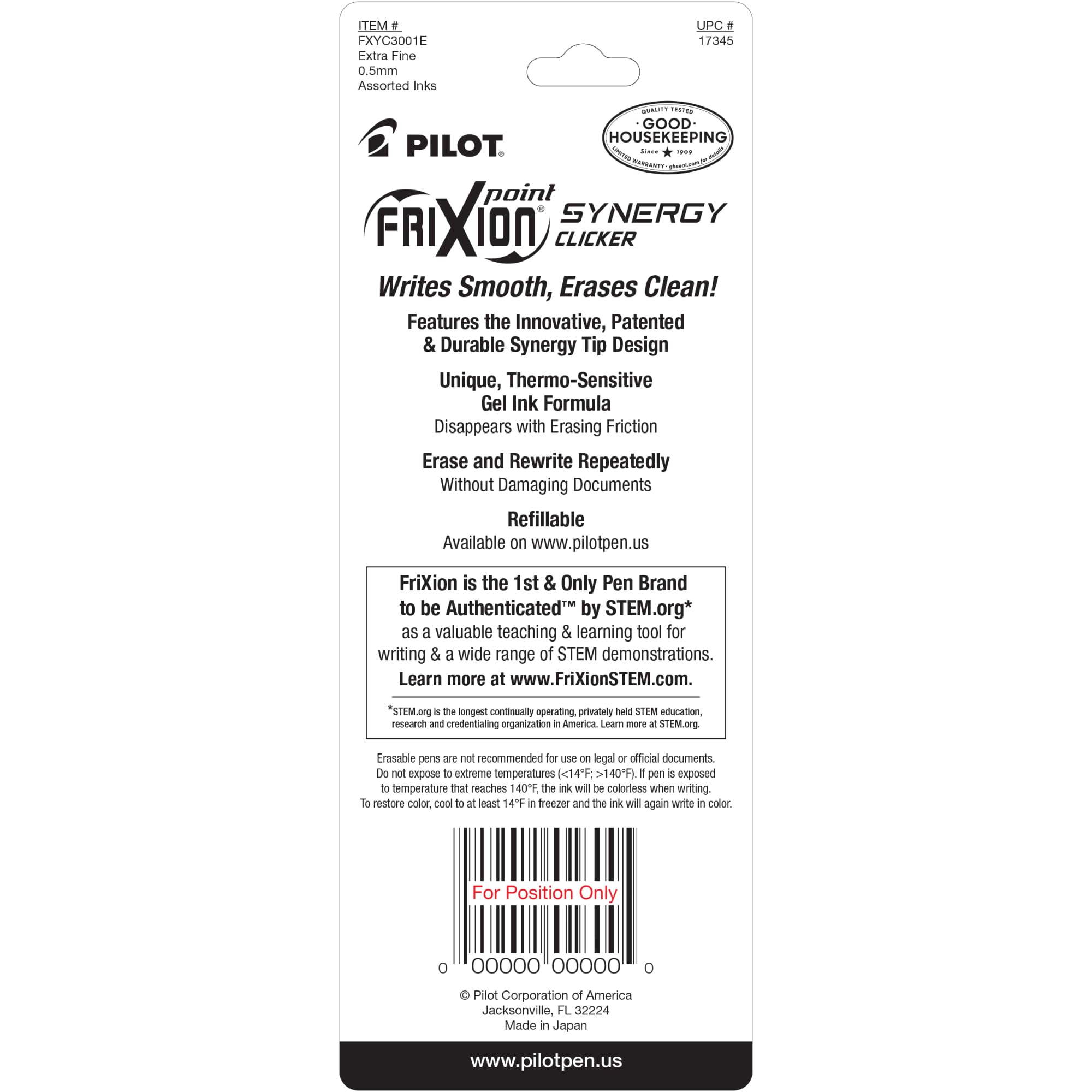 Foto 5 pulgar | Bolígrafos De Tinta De Gel Pilot Frixion Synergy Clicker 0,5 Mm, Paquete De 3 - Venta Internacional.