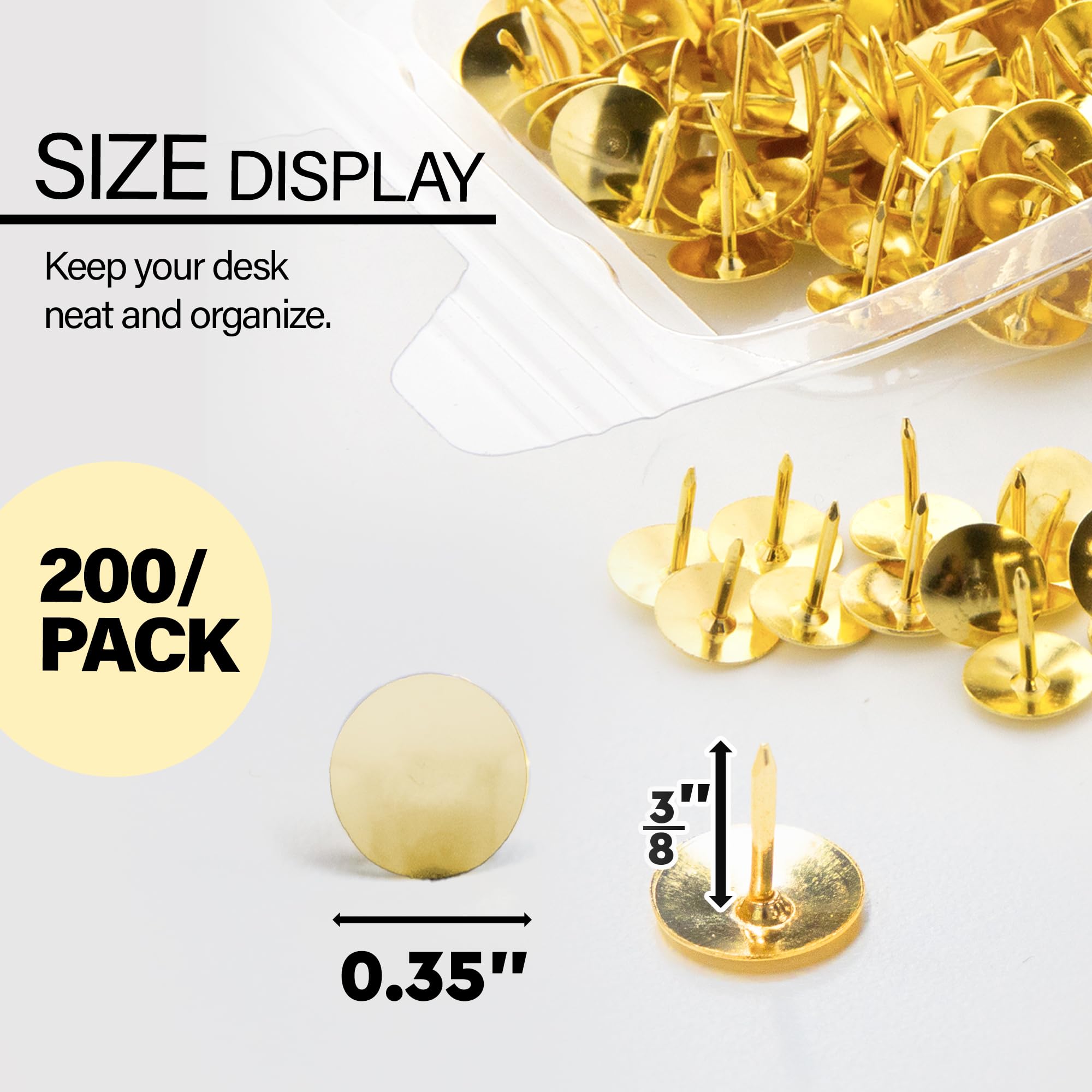 Foto 3 pulgar | Push Pins Bazic Gold Metallic Con Cabeza Plana Y Punta De Acero (paquete De 200) - Venta Internacional.