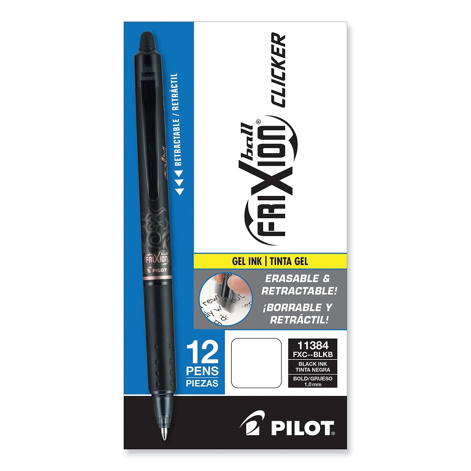 Foto 3 pulgar | Bolígrafos De Gel Pilot Frixion Clicker, Borrables En Negrita, 1 Mm, Paquete De 12 - Venta Internacional.