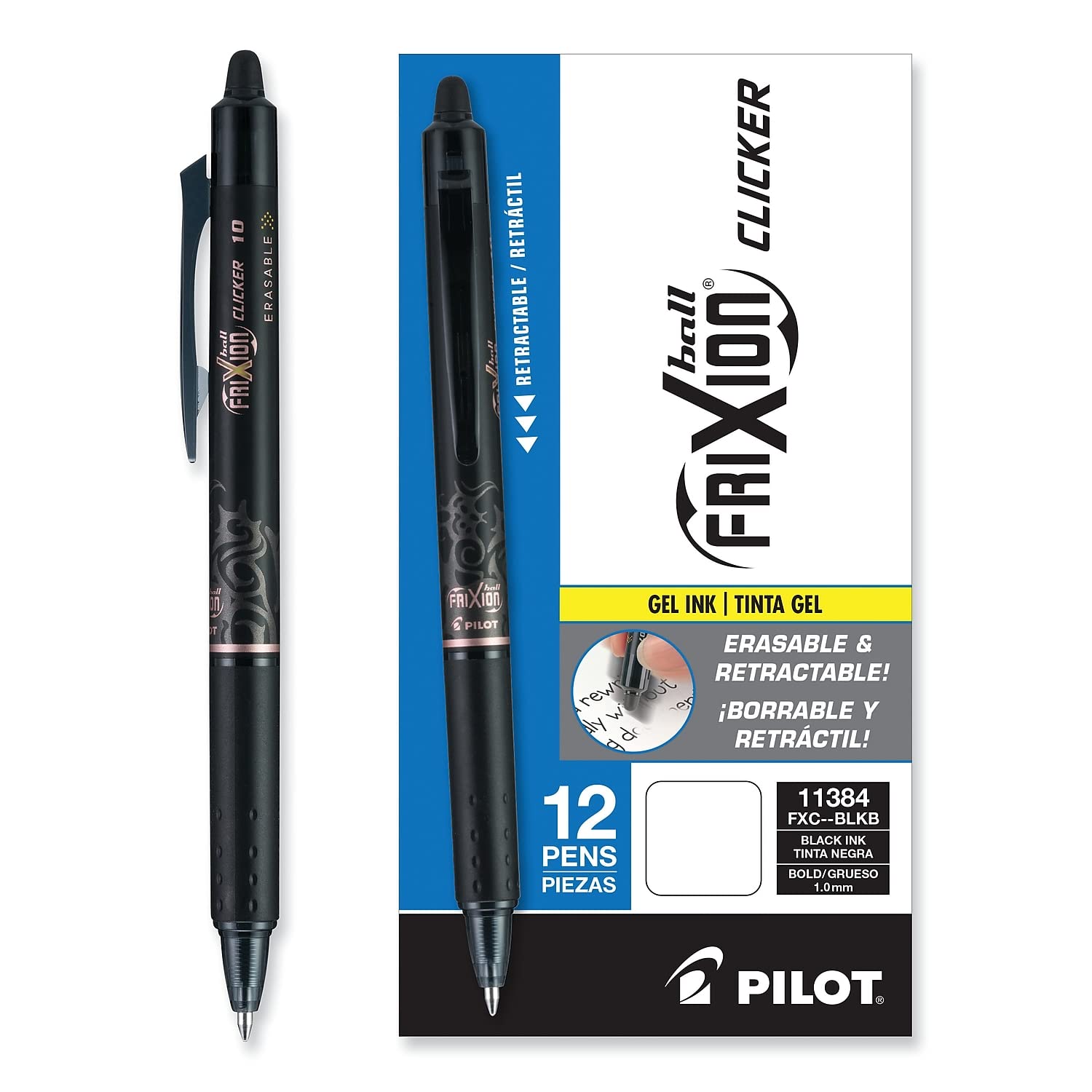 Foto 4 pulgar | Bolígrafos De Gel Pilot Frixion Clicker, Borrables En Negrita, 1 Mm, Paquete De 12 - Venta Internacional.
