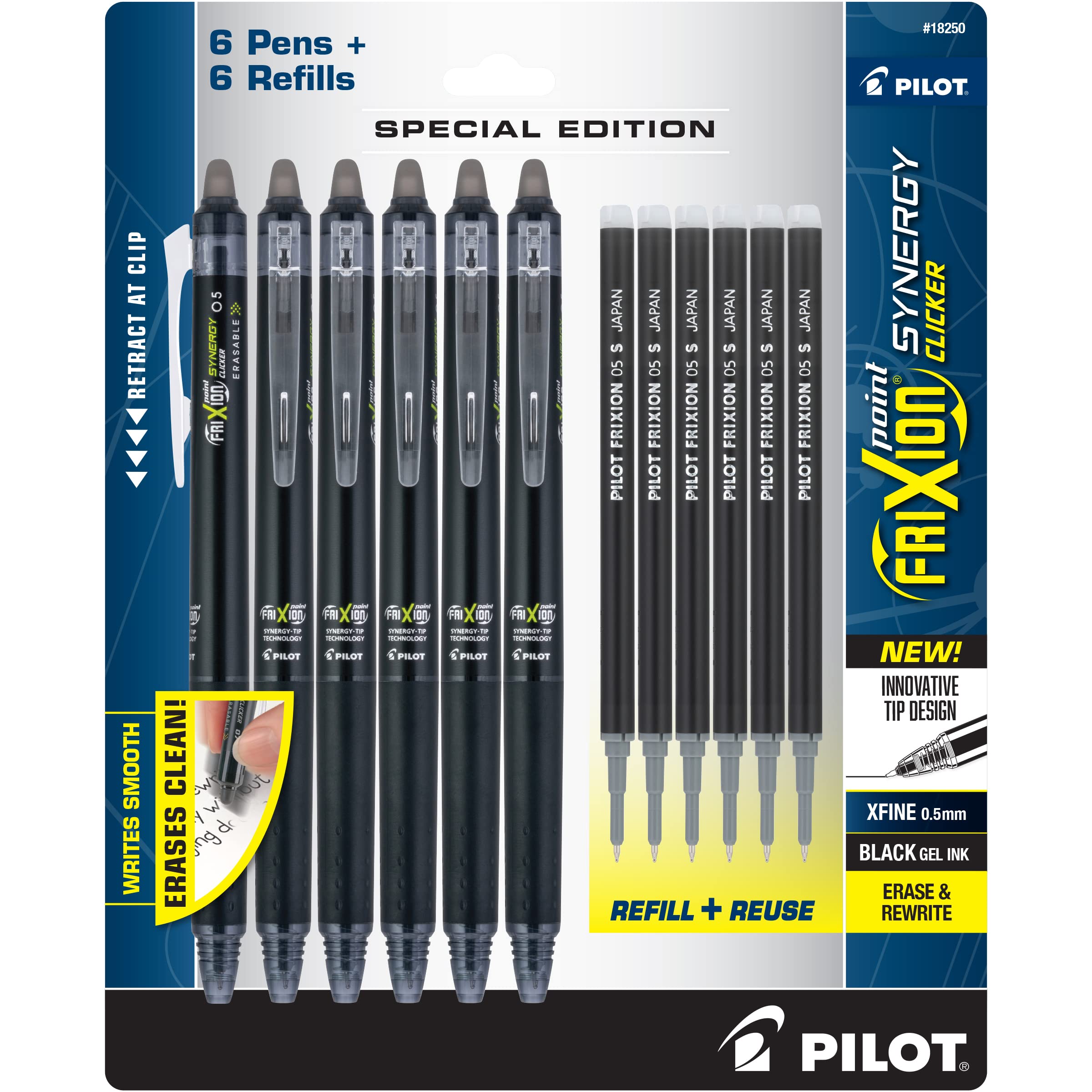 Foto 2 pulgar | Bolígrafo Pilot Frixion Synergy Clicker Borrable De 0,5 Mm, Paquete De 6 - Venta Internacional.