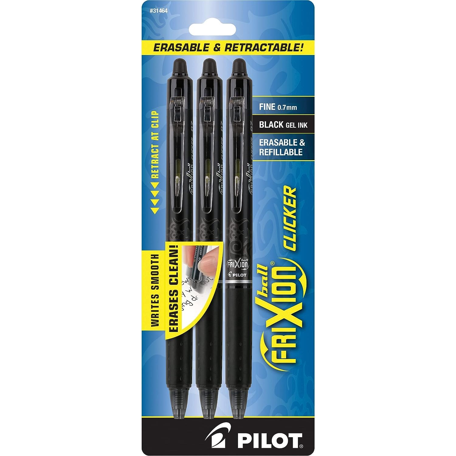 Foto 4 | Bolígrafos De Tinta De Gel Pilot Frixion Clicker Borrables Negros (paquete De 6) - Venta Internacional.