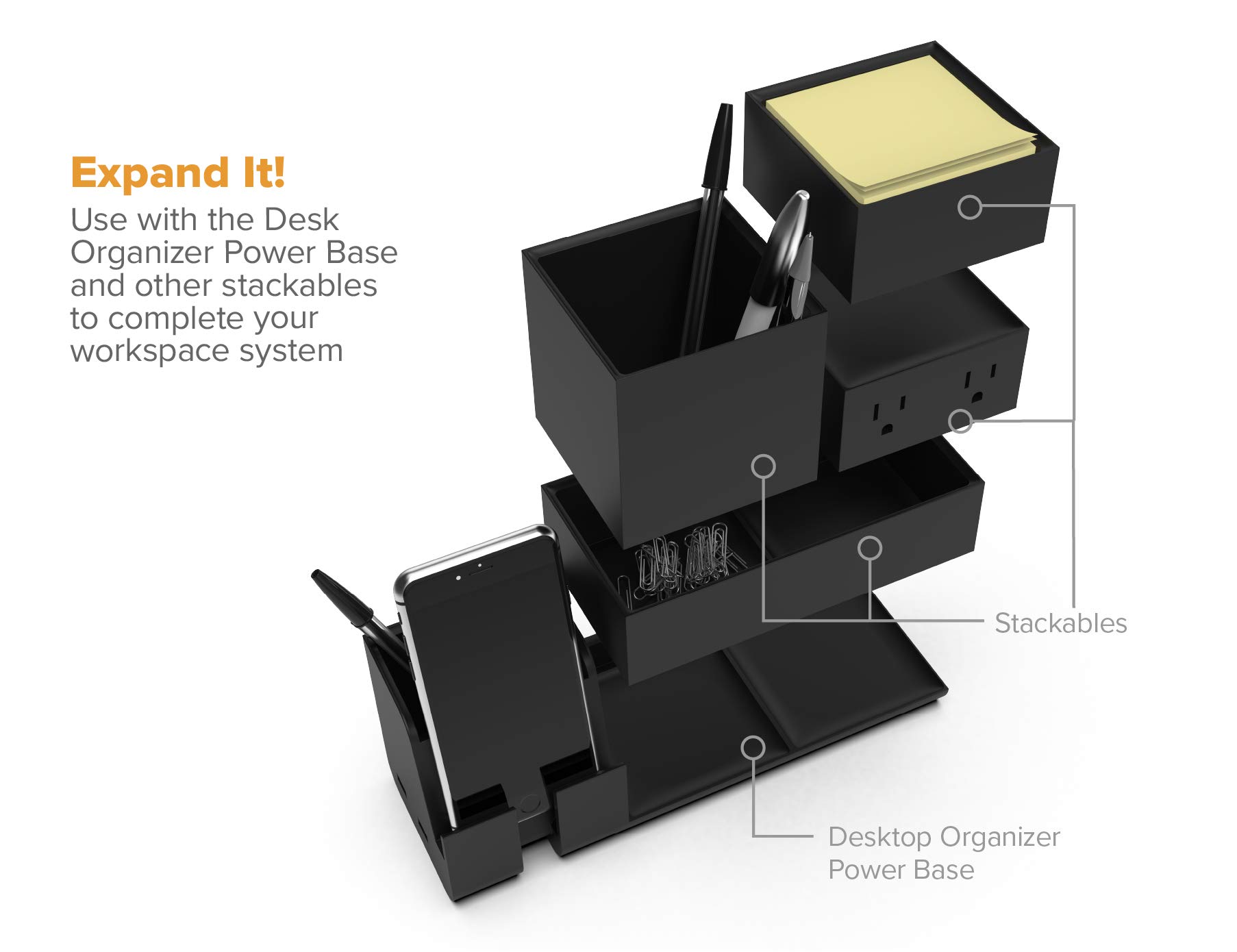 Foto 5 | Organizador De Escritorio Bostitch Office Konnect Para Lápices, Paquete De 2 Unidades, Negro - Venta Internacional.