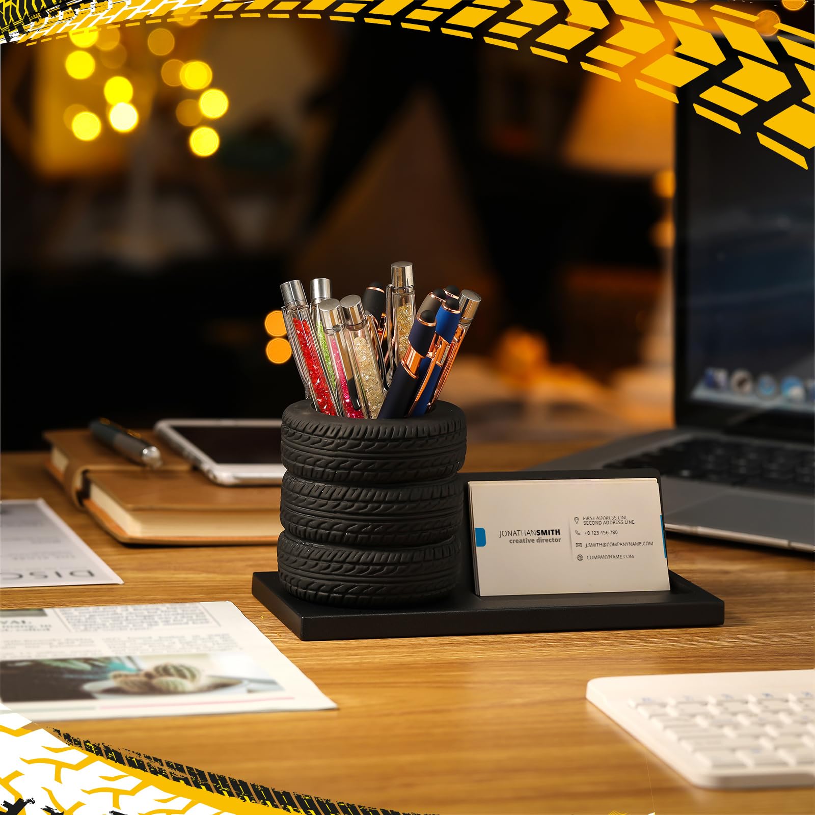 Foto 4 | Set de Papelería Eersida Con Forma De Neumático Soporte Para Bolígrafos y Tarjetas De Presentación - Venta Internaci