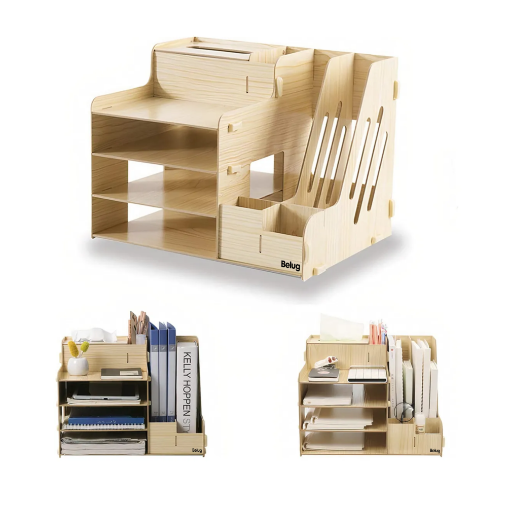 Foto 4 pulgar | Organizador De Escritorio  Belug Para Oficina Hogar Armable Madera Claro