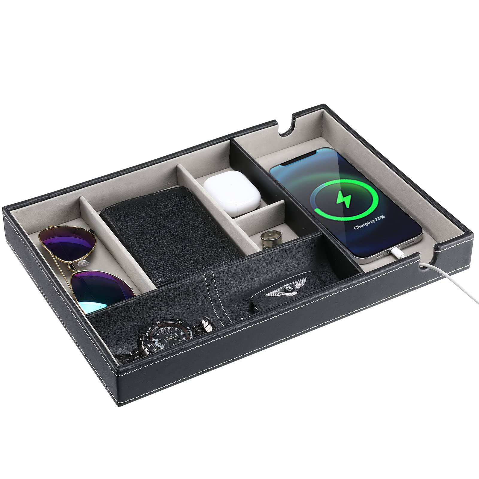 Foto 2 pulgar | Organizador De Mesita De Noche Valet Tray Procase De Piel Sintética De 1 Capa - Venta Internacional.