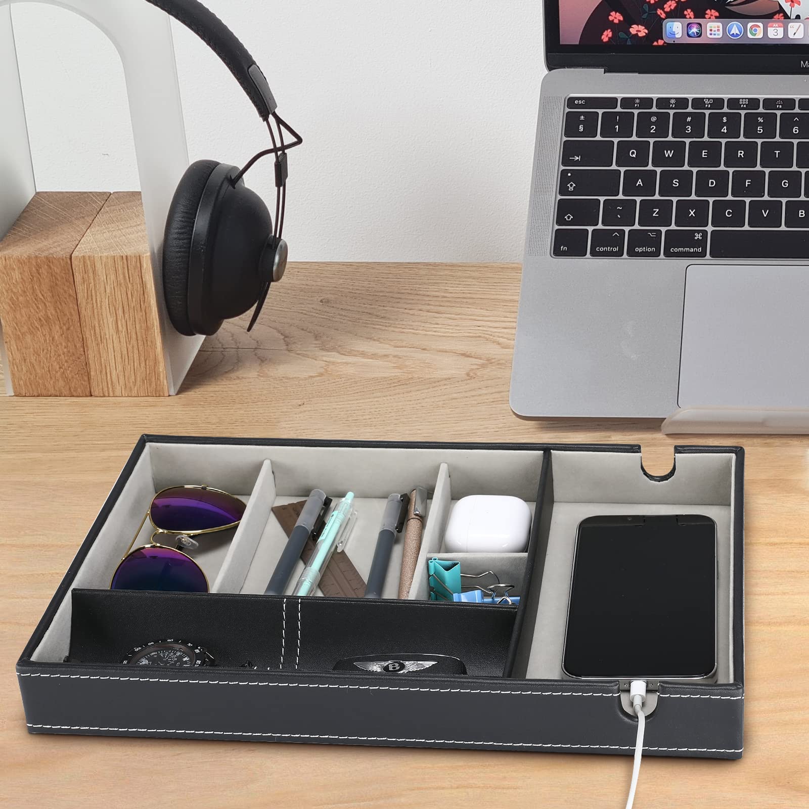 Foto 3 pulgar | Organizador De Mesita De Noche Valet Tray Procase De Piel Sintética De 1 Capa - Venta Internacional.