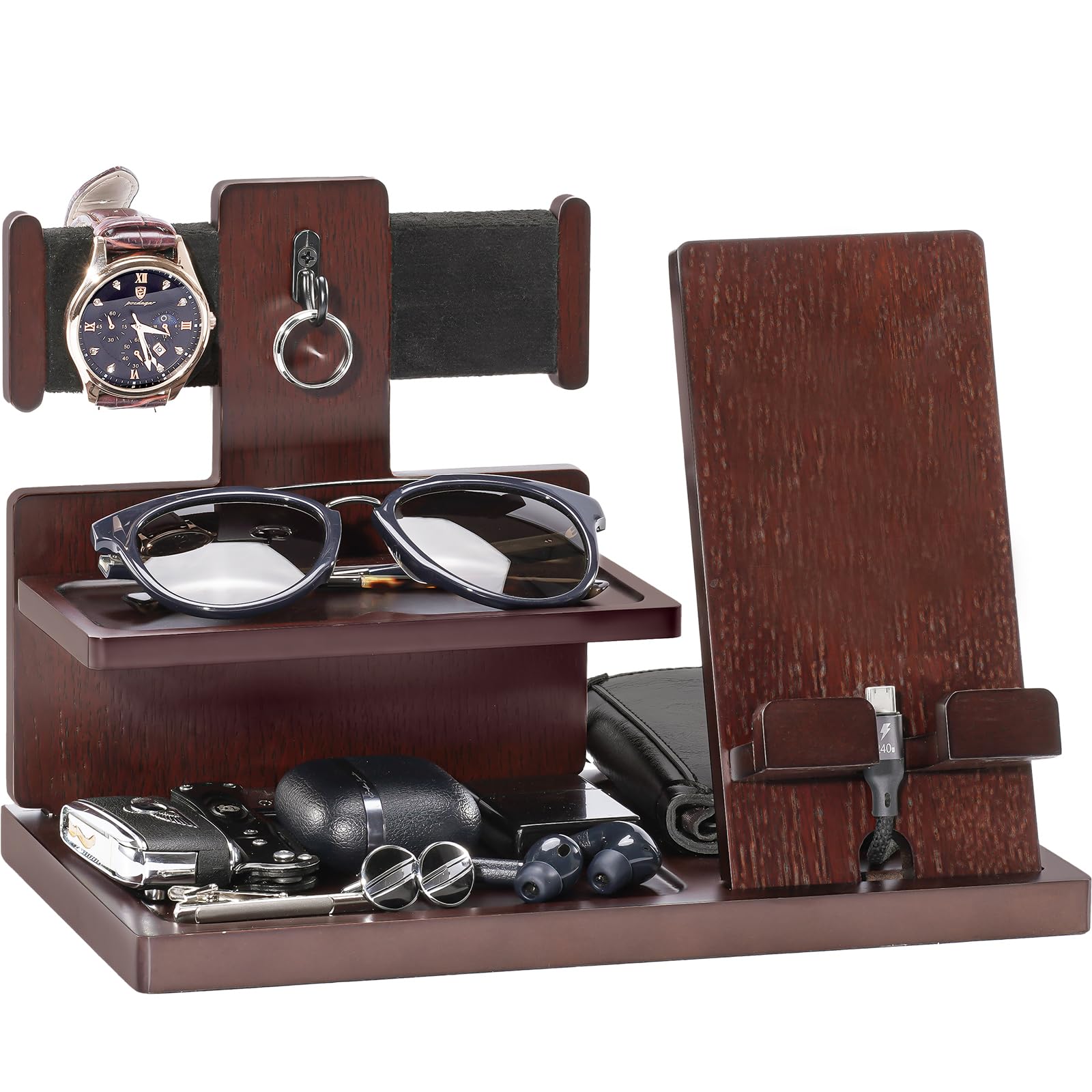 Foto 1 | Estación De Carga De Teléfono De Madera Procase Gifts Para Papá -espresso - Venta Internacional.