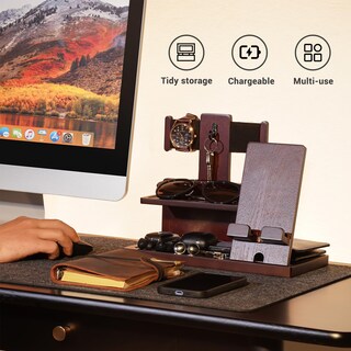Foto 2 | Estación De Carga De Teléfono De Madera Procase Gifts Para Papá -espresso - Venta Internacional.