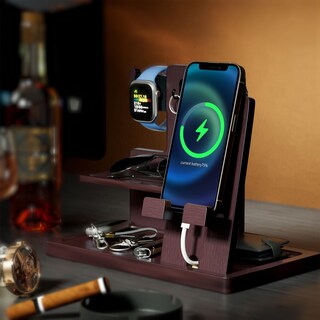 Foto 4 | Estación De Carga De Teléfono De Madera Procase Gifts Para Papá -espresso - Venta Internacional.