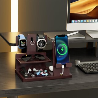 Foto 5 | Estación De Carga De Teléfono De Madera Procase Gifts Para Papá -espresso - Venta Internacional.