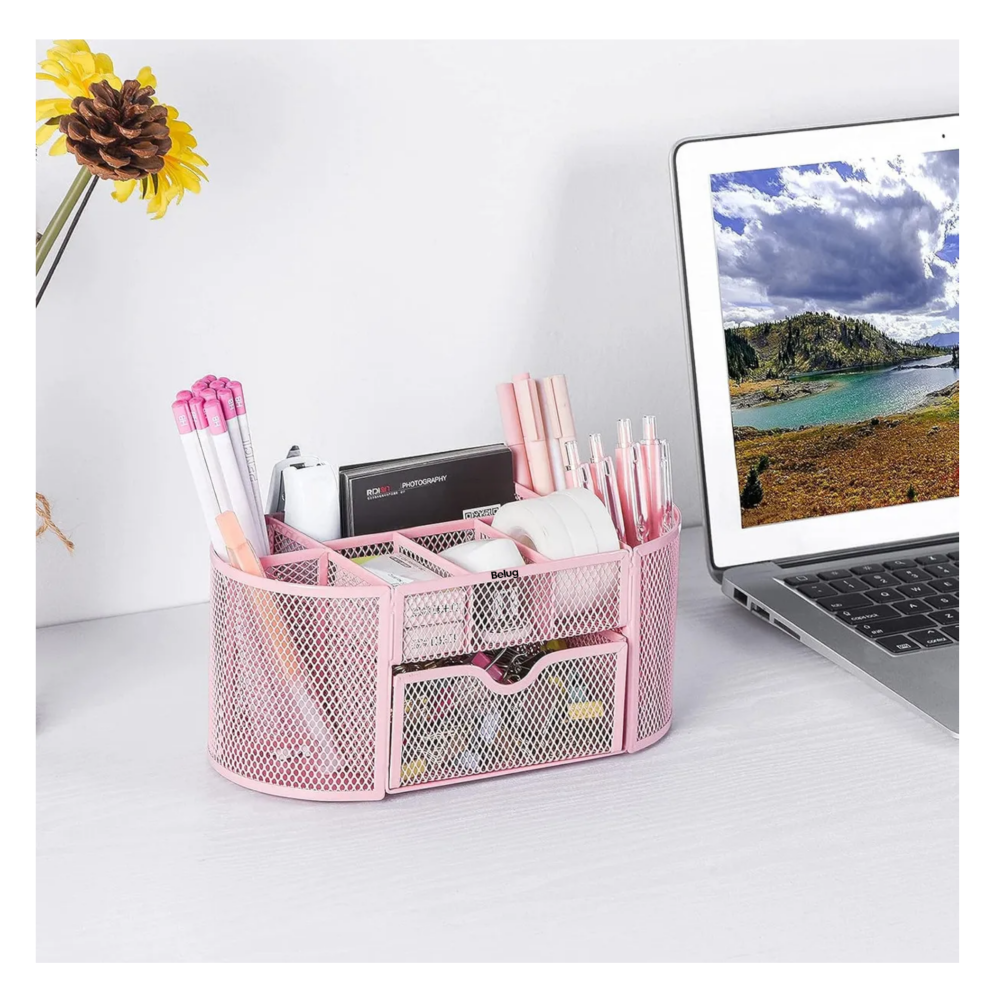 Foto 4 | Organizador De Escritorio Belug  Con 8 Compartimentos Y 1cajón Rosa