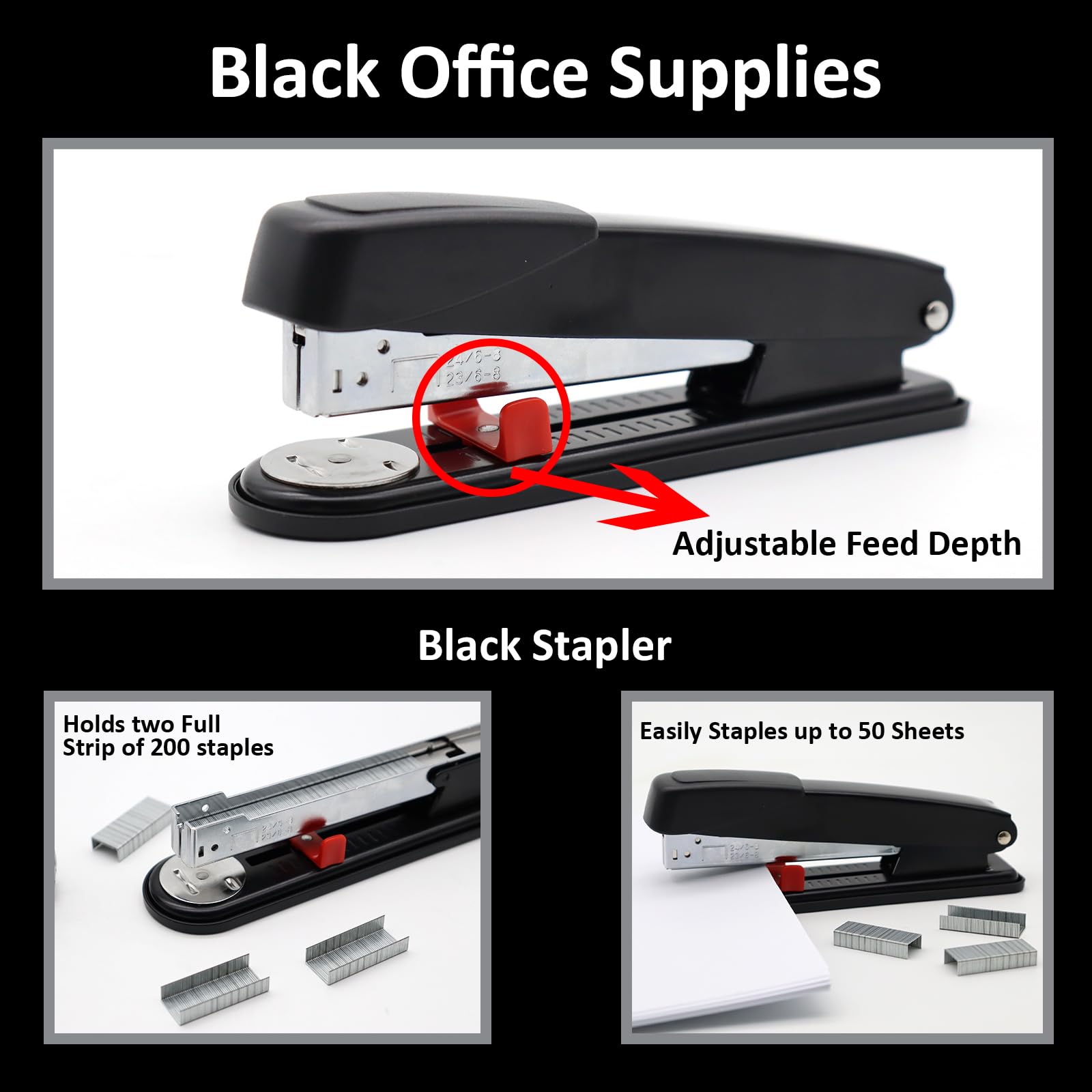 Foto 4 | Set De Material De Oficina Upiho, Accesorios De Escritorio Negros Con Grapadora - Venta Internacional.