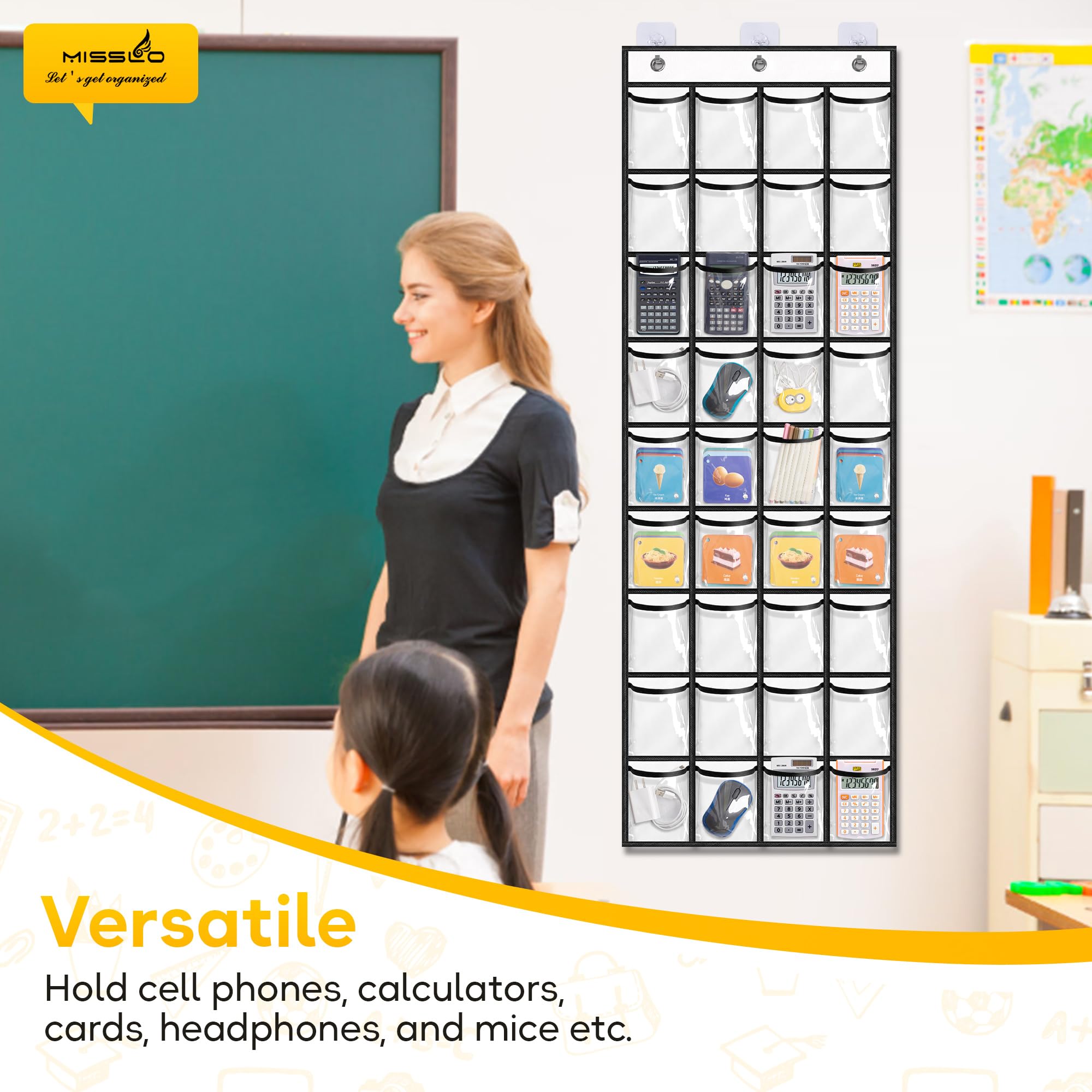 Foto 8 pulgar | Soporte Para Teléfono Móvil Misslo Narrow Classroom Con 36 Bolsillos - Venta Internacional.