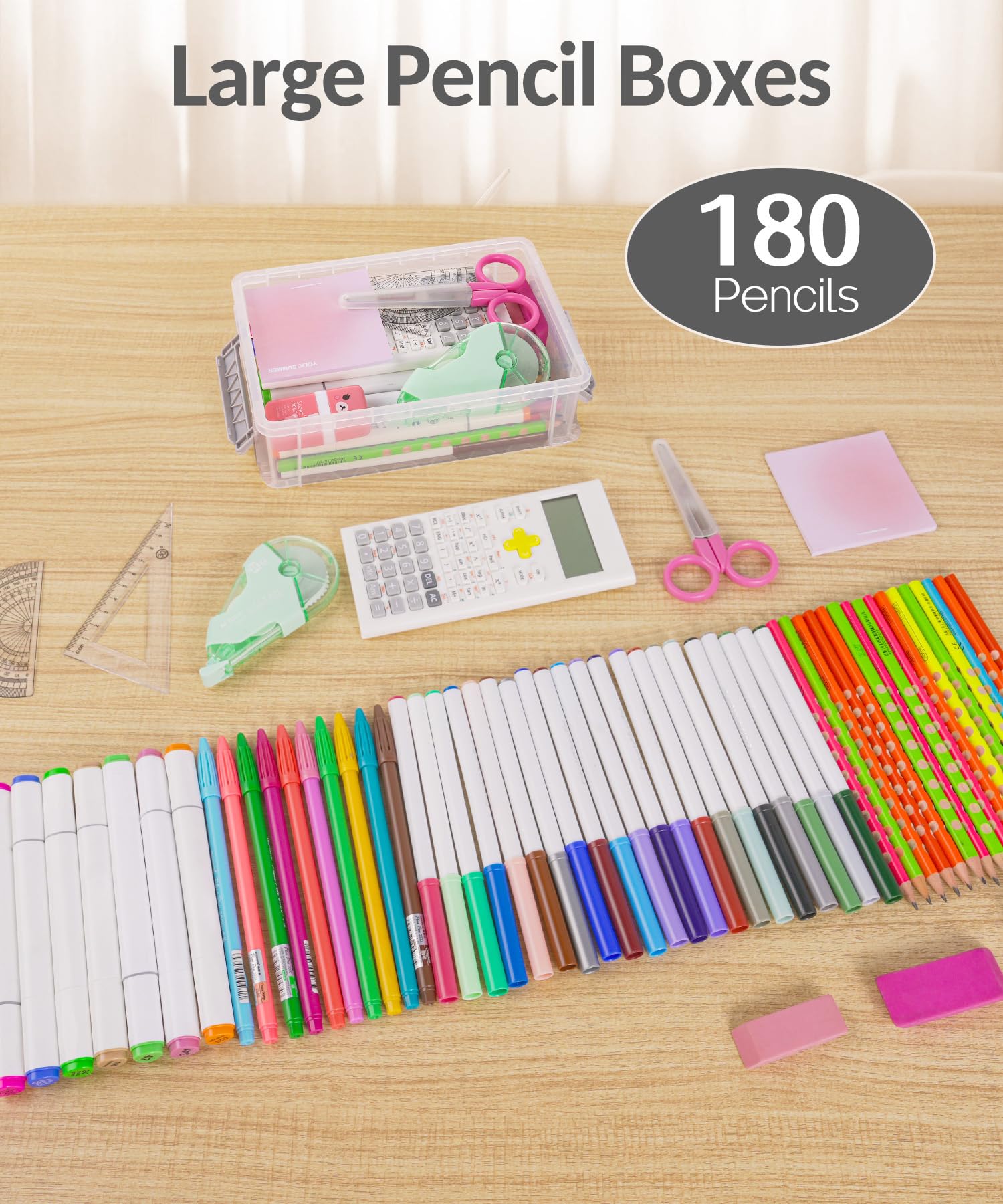 Foto 4 pulgar | Estuche Para Lápices Sooez, Extra Grande, Paquete De 6 Con Tapa, Apilable, Rosa - Venta Internacional.