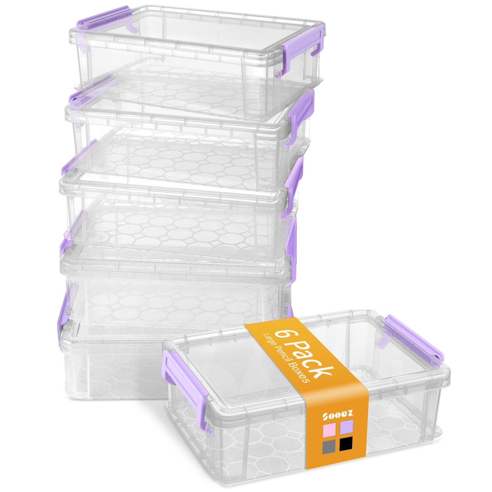 Foto 2 pulgar | Caja De Lápices Sooez Extra Grande De Plástico, Paquete De 6, Color Morado - Venta Internacional.