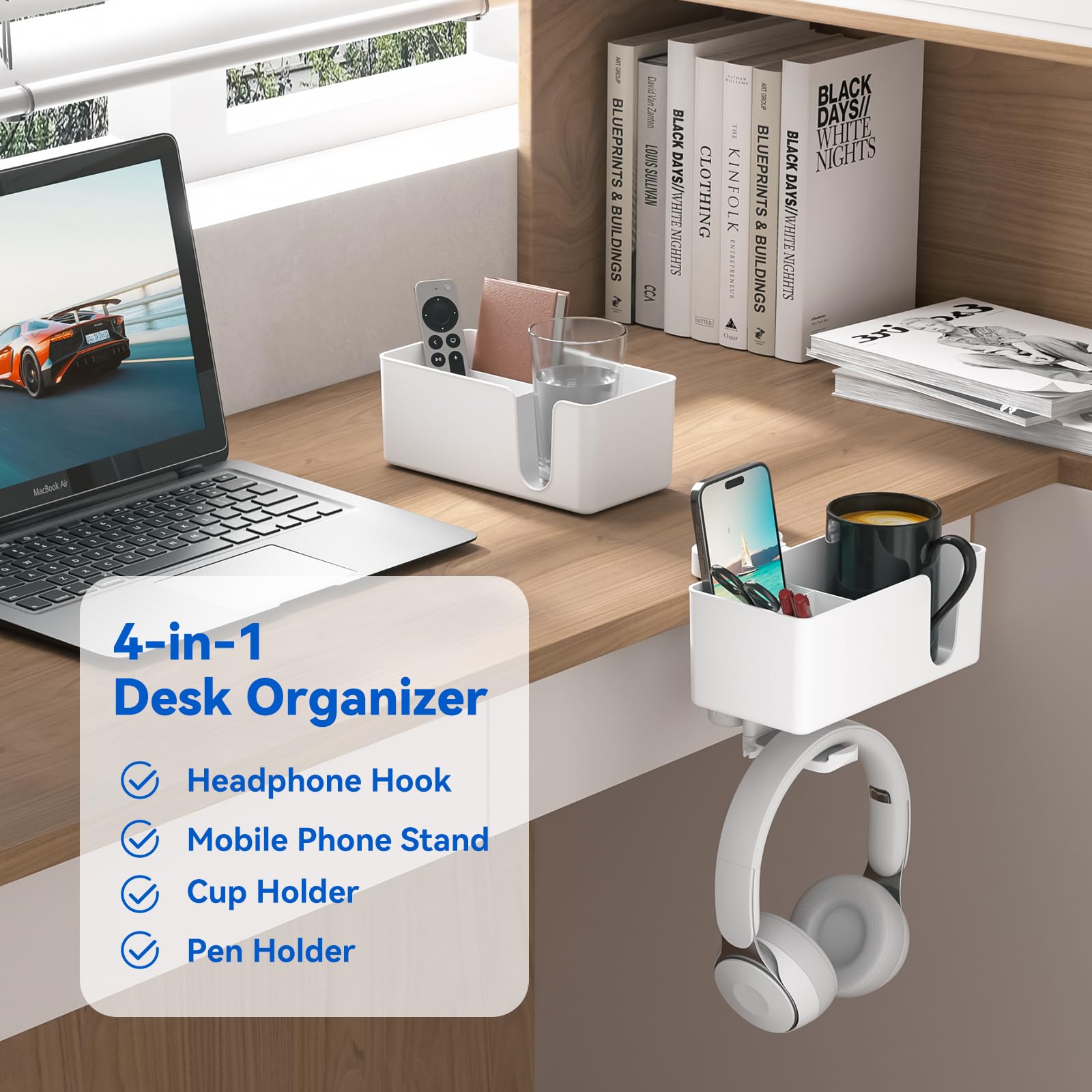 Foto 3 pulgar | Organizador De Escritorio Kdd 4 En 1  Portavasos Para Debajo Del Escritorio  Soporte Para Auriculares - Venta Intern