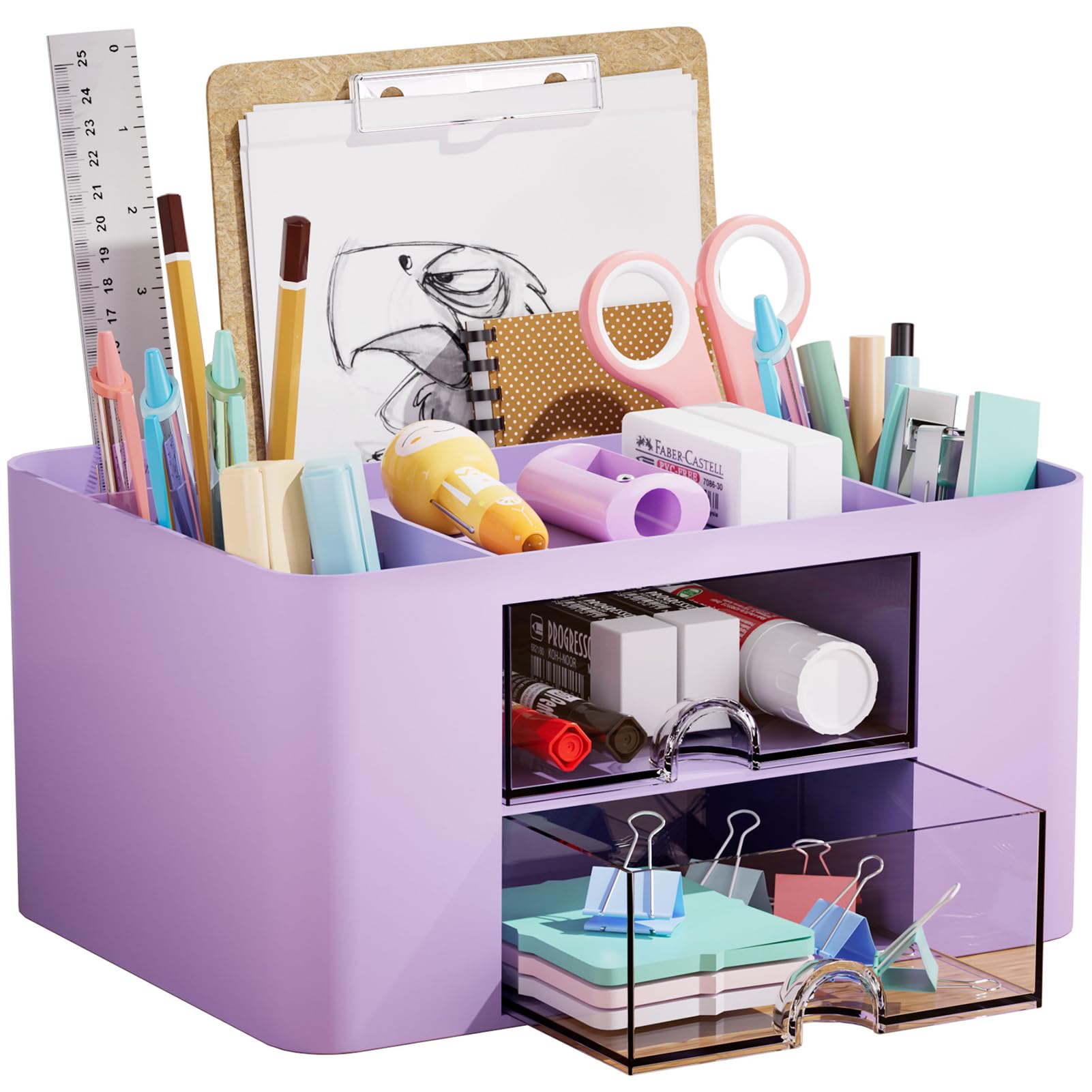 Organizador De Bolígrafos Marbrasse Con 2 Cajones Para Oficina (morado) - Venta Internacional.