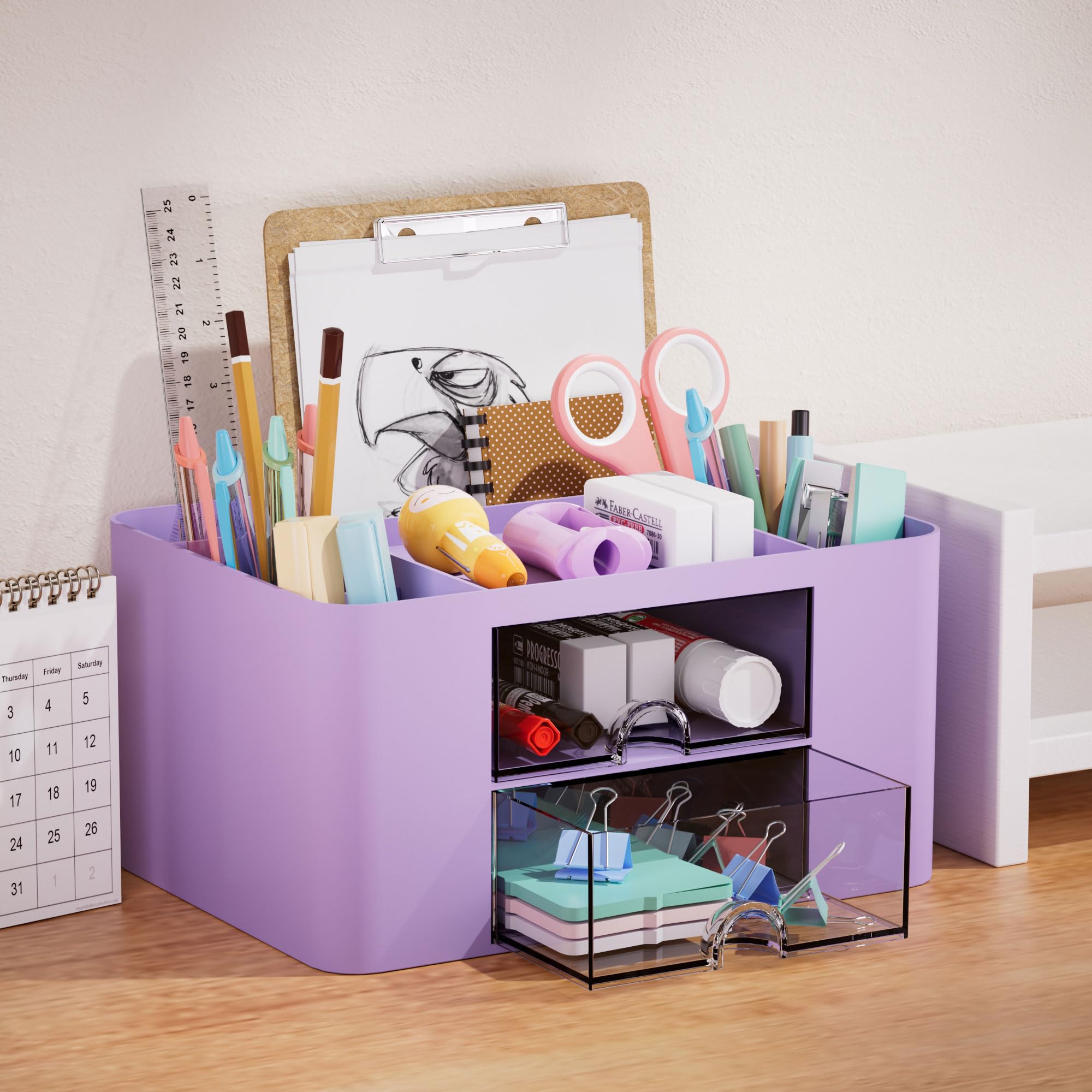 Foto 4 pulgar | Organizador De Bolígrafos Marbrasse Con 2 Cajones Para Oficina (morado) - Venta Internacional.