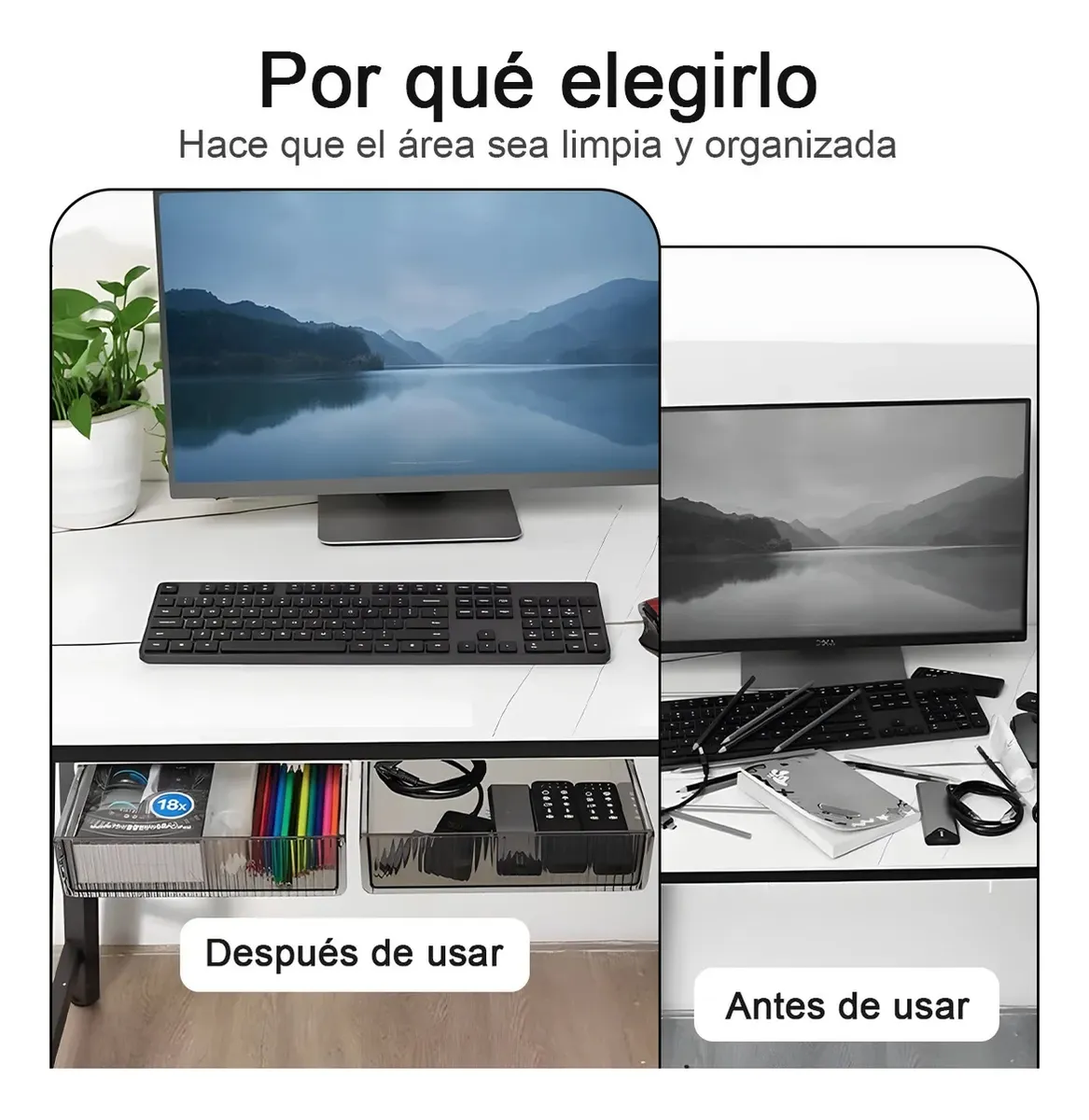 Foto 4 pulgar | Cajas De Plastico  Belug Almacenamiento Estilo Cajonera Debajo Negro Blanco