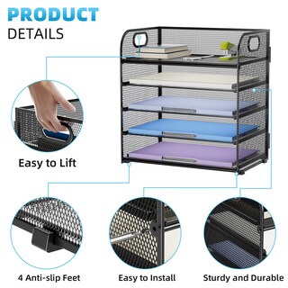 Foto 4 | Organizador de Papel Marbrasse Negro 5 Niveles - Venta Internacional