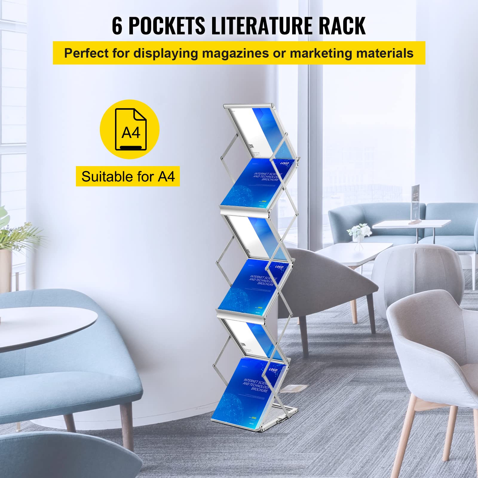 Foto 3 pulgar | Estante Plegable Para Literatura Vevor De Doble Cara Y 6 Ranuras Con Bolsa - Venta Internacional.