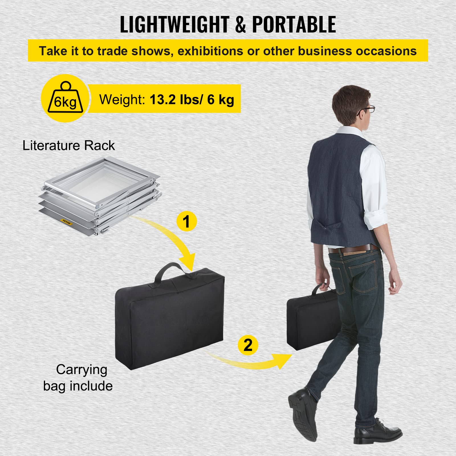 Foto 6 | Estante Plegable Para Literatura Vevor De Doble Cara Y 6 Ranuras Con Bolsa - Venta Internacional.