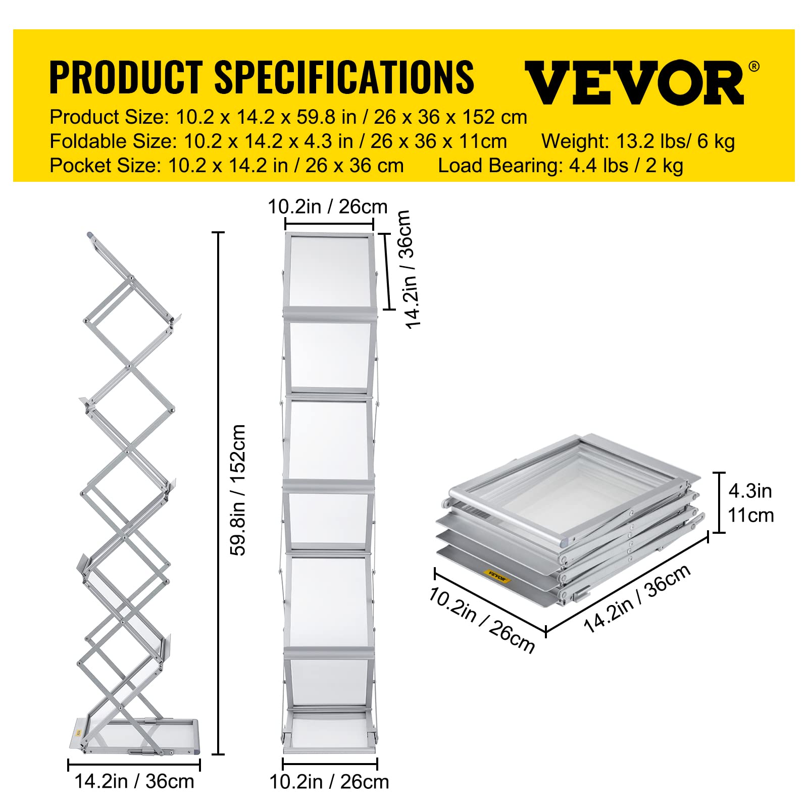 Foto 7 | Estante Plegable Para Literatura Vevor De Doble Cara Y 6 Ranuras Con Bolsa - Venta Internacional.