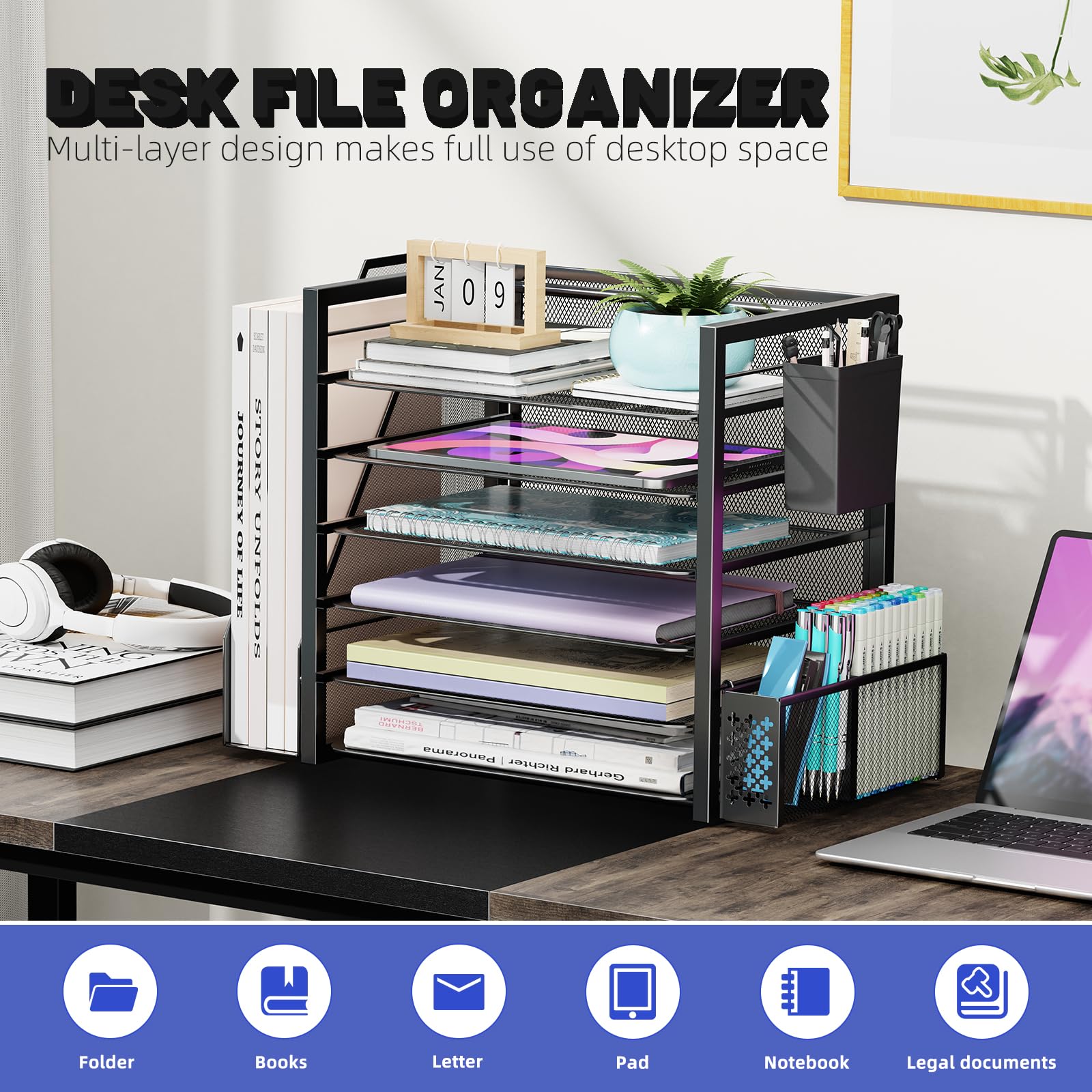 Foto 7 pulgar | Organizador De Archivos De Escritorio Simple Trending De 6 Niveles Con Soporte Para Archivos - Venta Internacional.