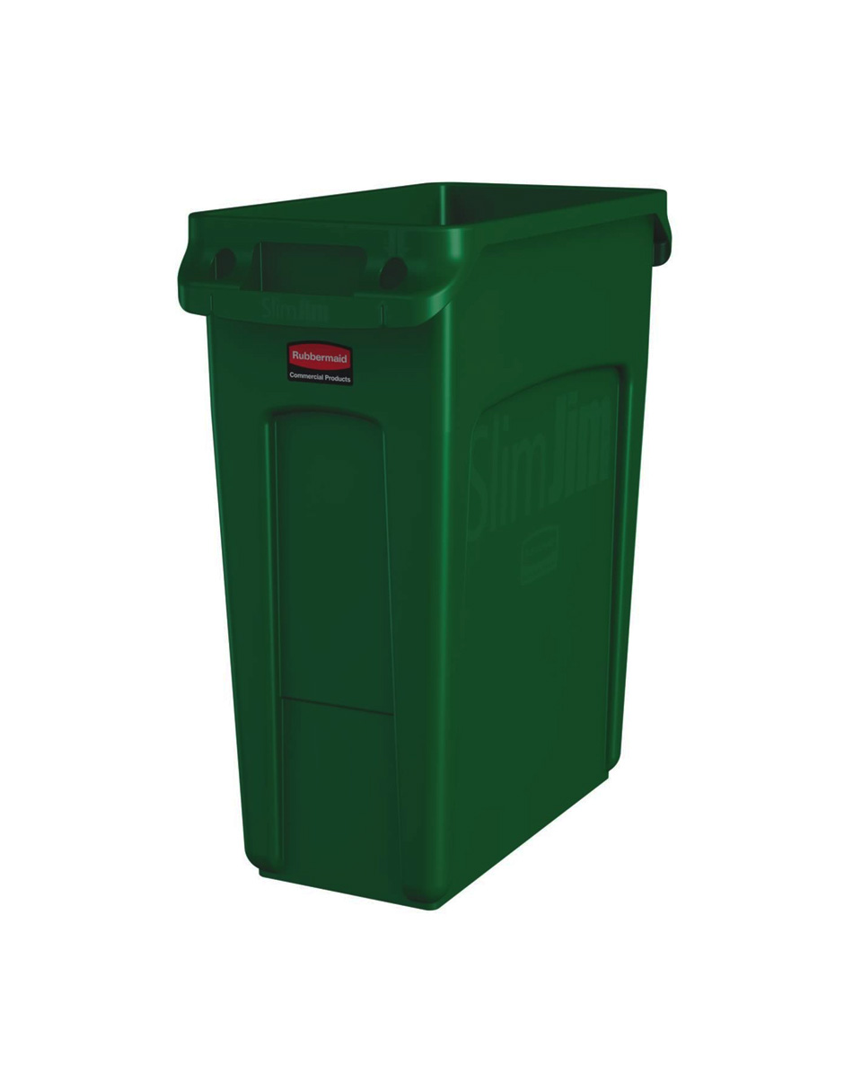 Contenedor Rubbermaid 1955960 color Verde SlimJim Canales Ventilación 60.6 L