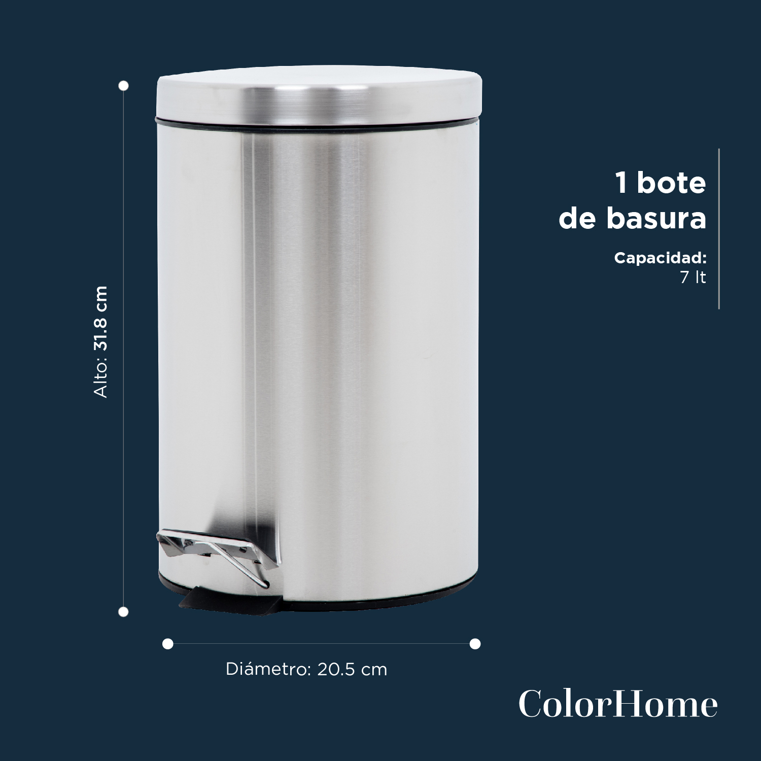 Foto 4 | Bote de Basura ColorHome COLORBIN7 color Gris 7L