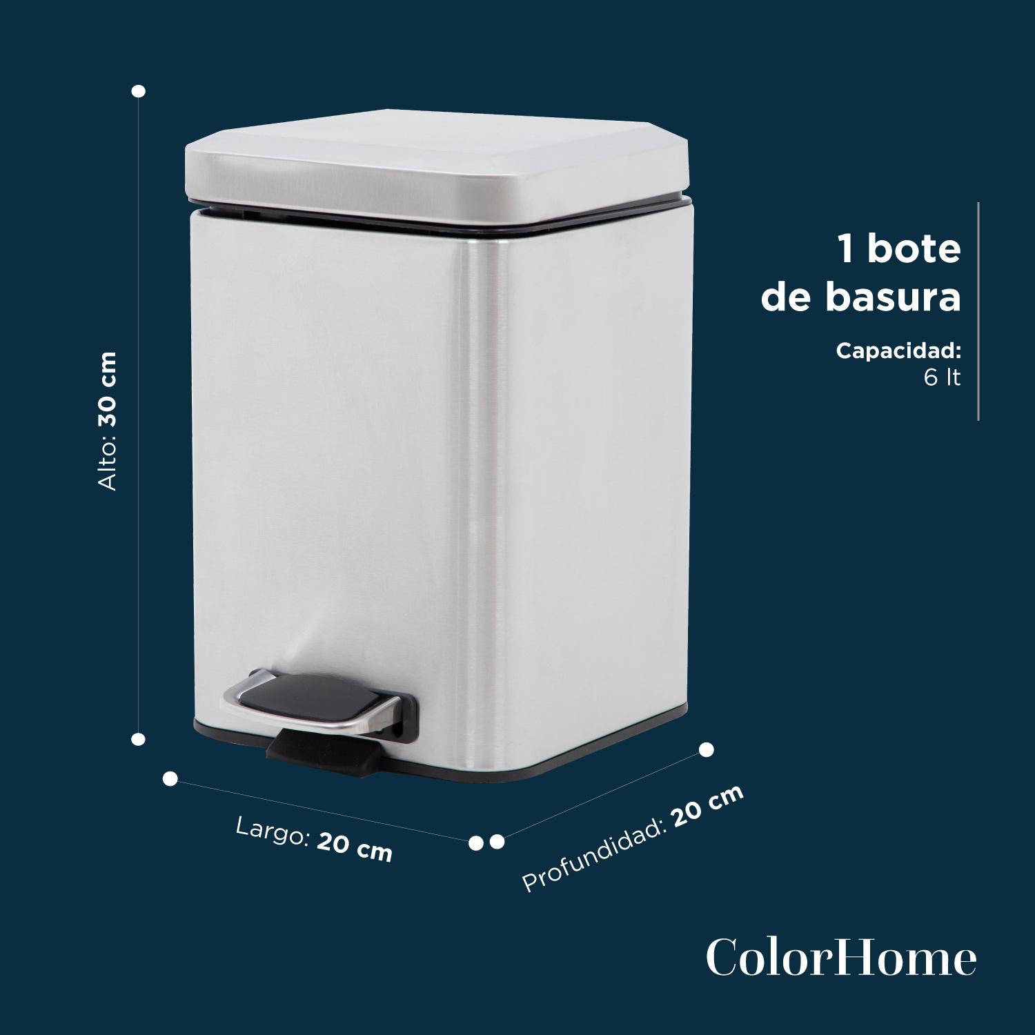 Foto 5 pulgar | Bote de Basura ColorHome Acero Inoxidable 6l