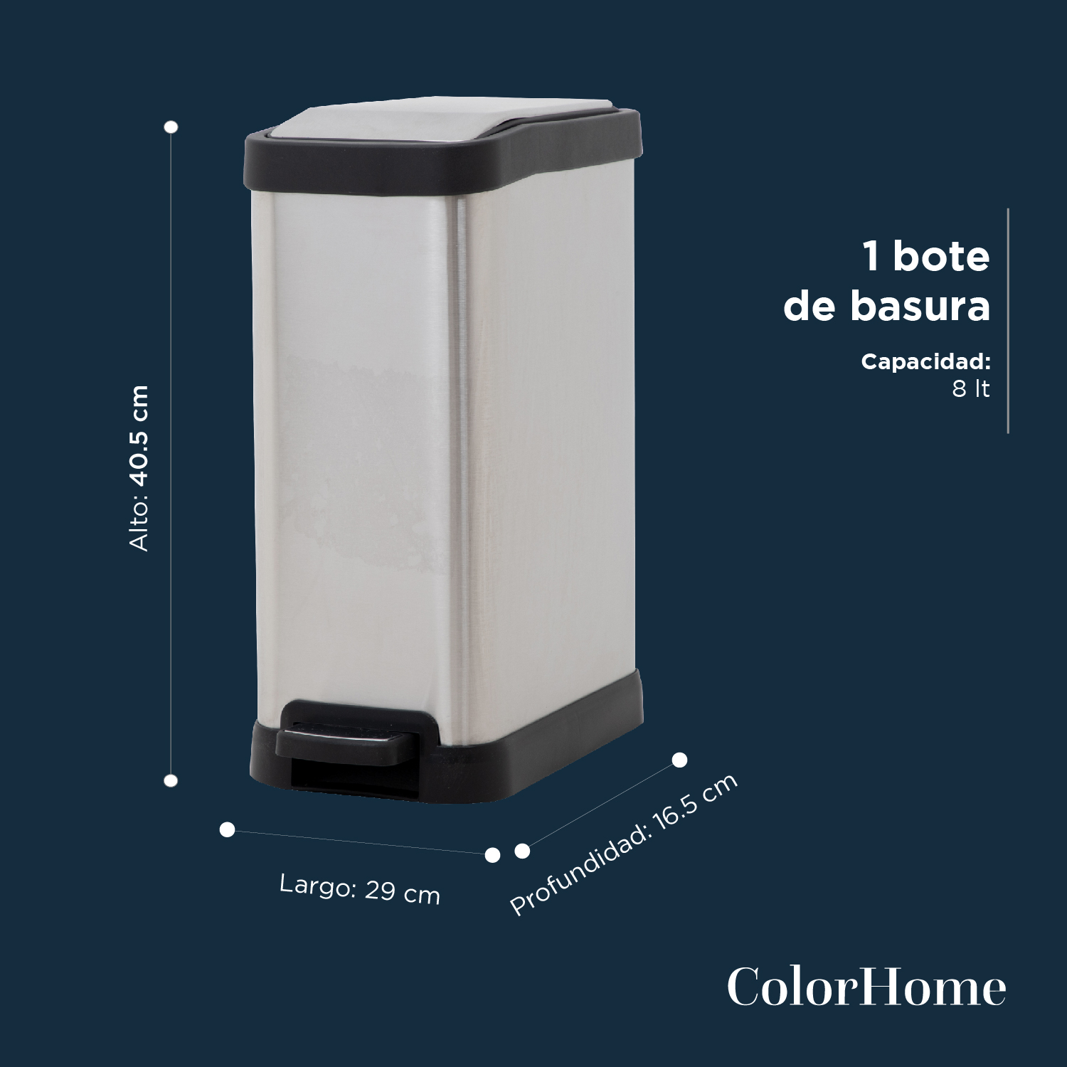 Foto 5 pulgar | Bote de Basura ColorHome COLORBIN8 color Gris 8L