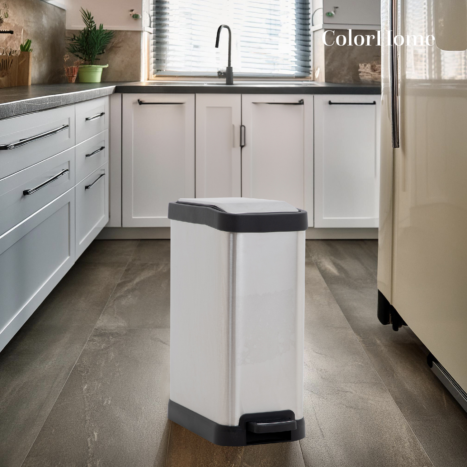 Foto 8 pulgar | Bote de Basura ColorHome COLORBIN8 color Gris 8L