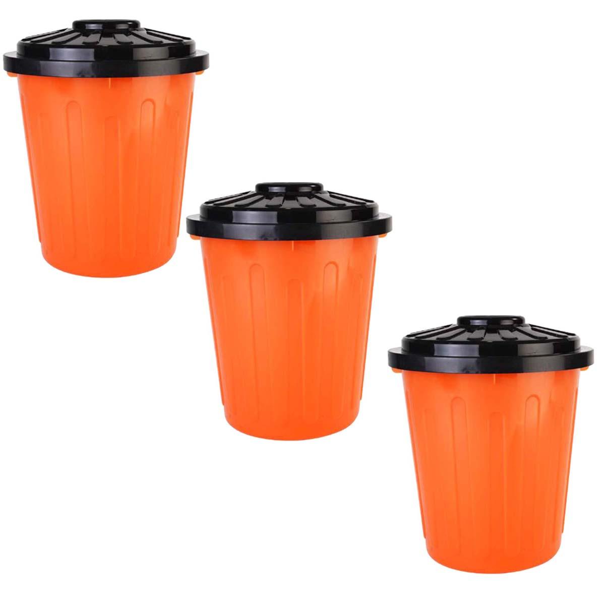 Cesto de Basura Ventdepot Naranja 3 Piezas