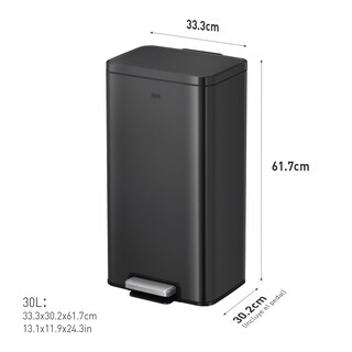 Foto 7 | Bote De Basura Para Cocina Baño Oficina Acero Inoxidable Negro 30 L Con Tapa Y Pedal Eko Madison