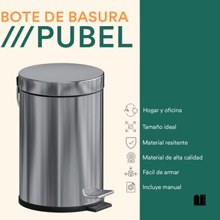 Foto 3 | Bote De Basura Circular 20 L Mubson. Basurero Pubel