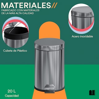 Foto 4 | Bote De Basura Circular 20 L Mubson. Basurero Pubel