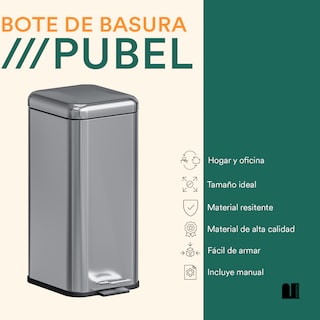 Foto 3 | Bote De Basura Cuadrado 30 L Mubson. Basurero Pubel