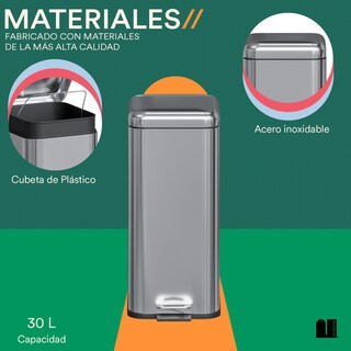 Foto 4 | Bote De Basura Cuadrado 30 L Mubson. Basurero Pubel