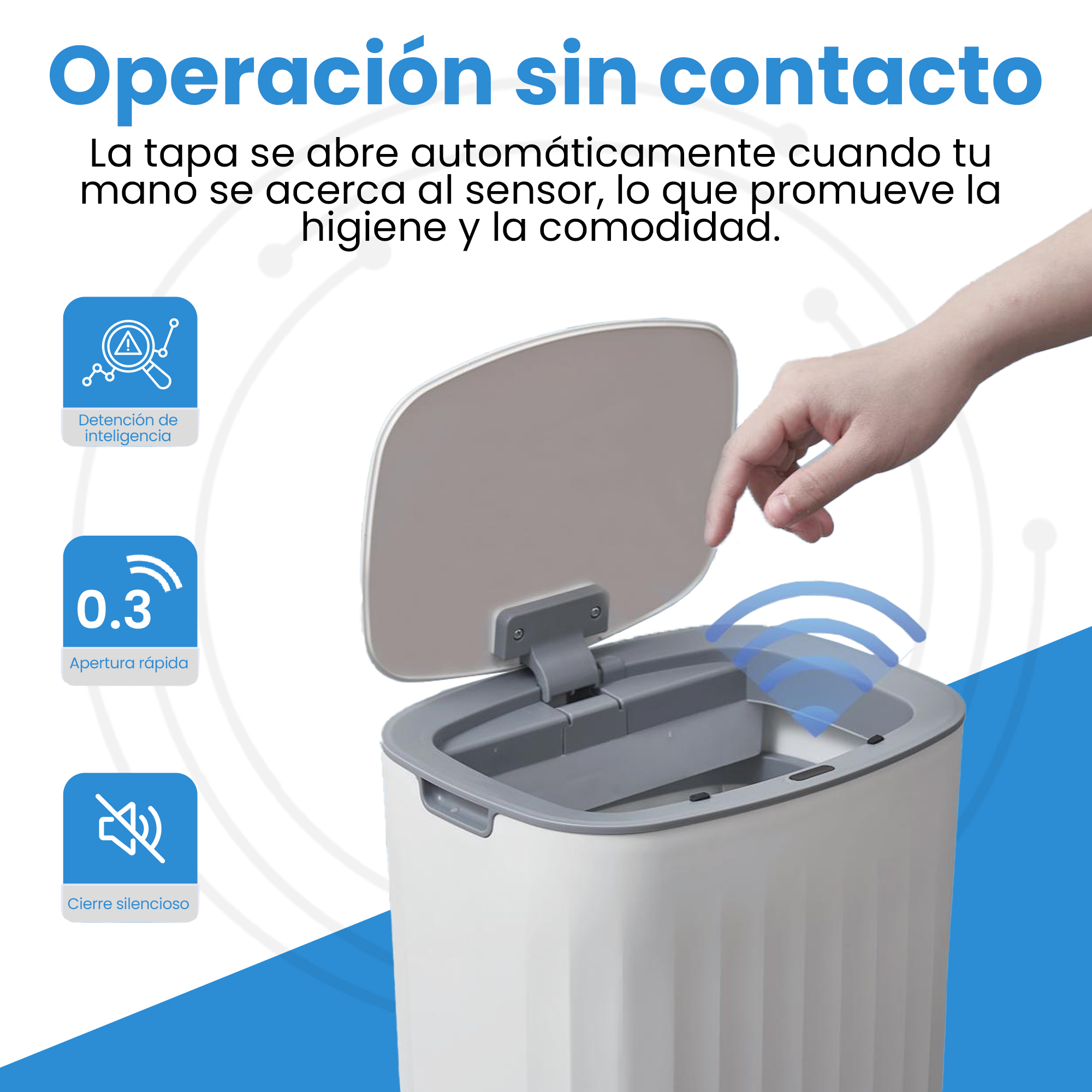 Foto 4 pulgar | Cesto de Basura Domotica Home Blanco con Sensor